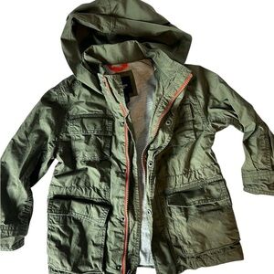 GAP Kids Utility Jacket Green Hooded Cargo Lightweight XS